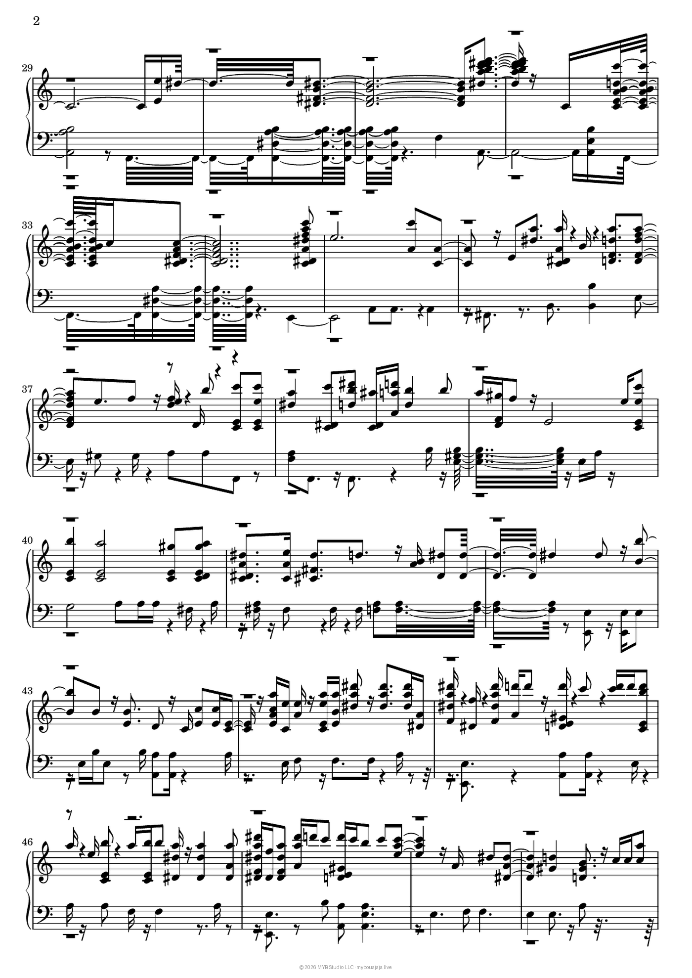Ghaddara solo piano score, page 2 of 7