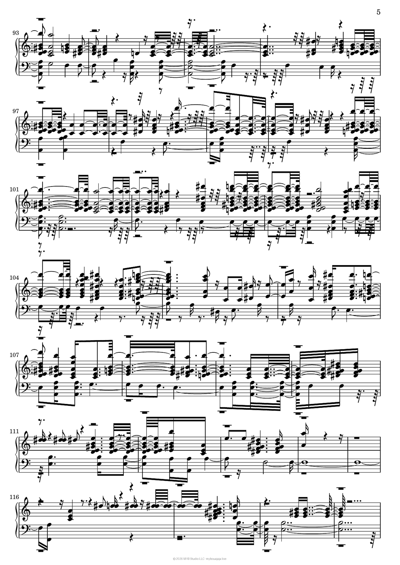 Ghaddara solo piano score, page 5 of 7