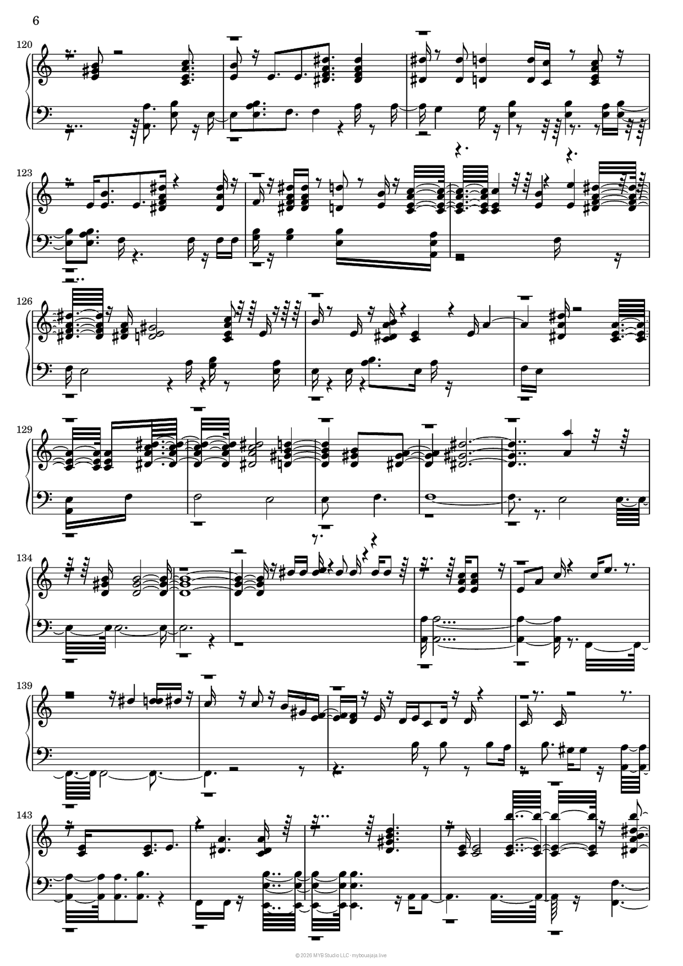 Ghaddara solo piano score, page 6 of 7